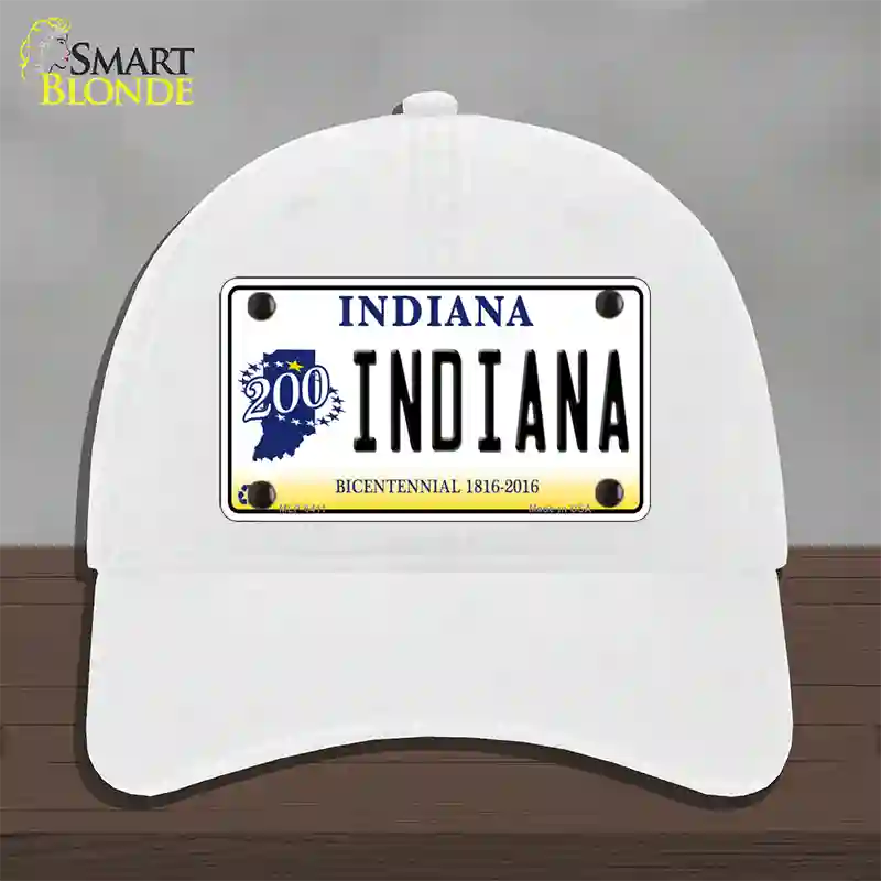 Indiana Novelty License Plate Hat Unconstructed Cotton / White