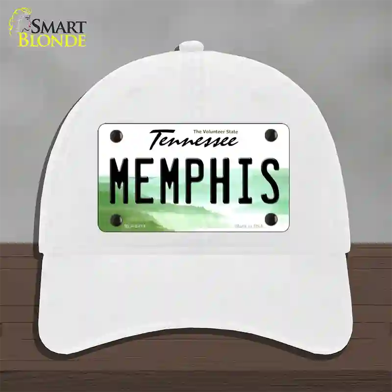 Memphis Tennessee Novelty License Plate Hat Unconstructed Cotton / White