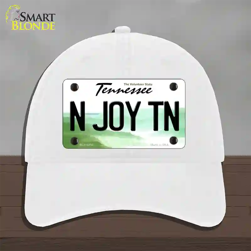 N Joy Tennessee Novelty License Plate Hat Unconstructed Cotton / White