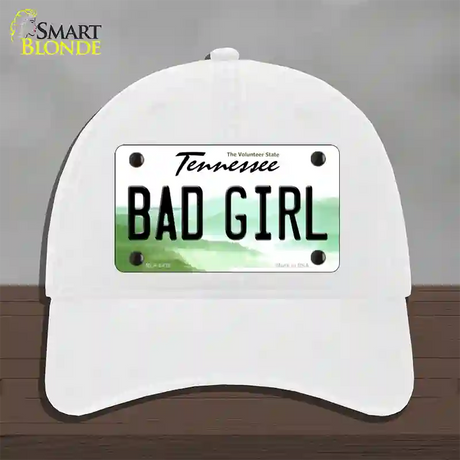 Bad Girl Tennessee Novelty License Plate Hat Unconstructed Cotton / White