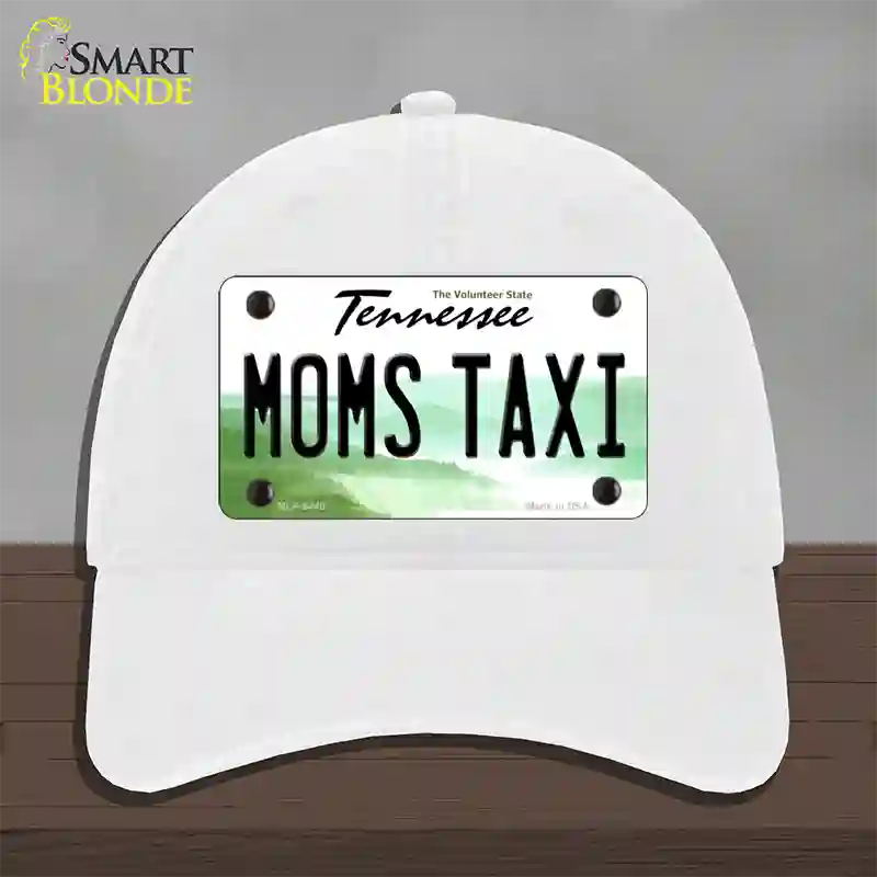 Moms Taxi Tennessee Novelty License Plate Hat Unconstructed Cotton / White