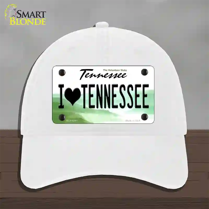 I Love Tennessee Novelty License Plate Hat Unconstructed Cotton / White