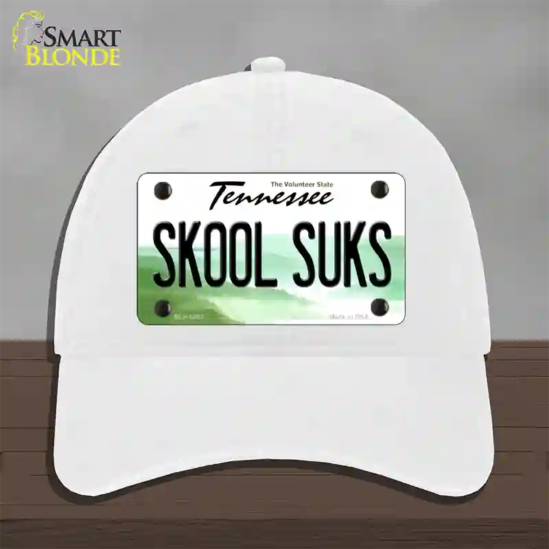 Skool Suks Tennessee Novelty License Plate Hat Unconstructed Cotton / White