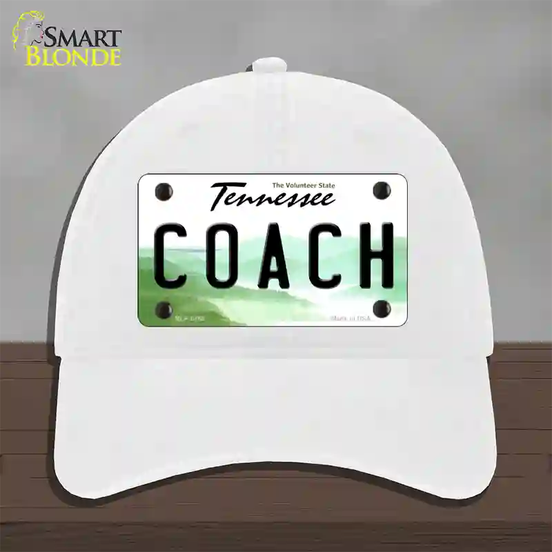 Coach Tennessee Novelty License Plate Hat Unconstructed Cotton / White