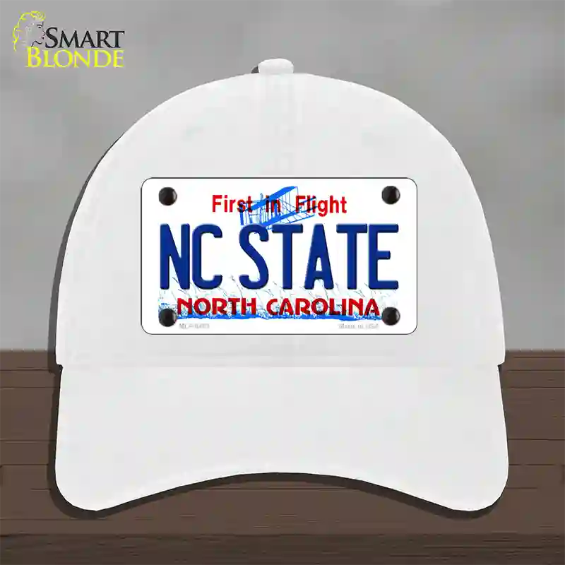 North Carolina State Novelty License Plate Hat Unconstructed Cotton / White