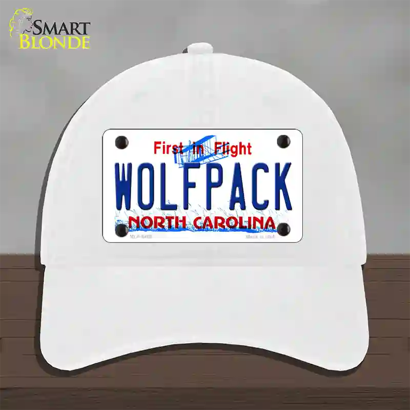 Wolfpack North Carolina Novelty License Plate Hat Unconstructed Cotton / White