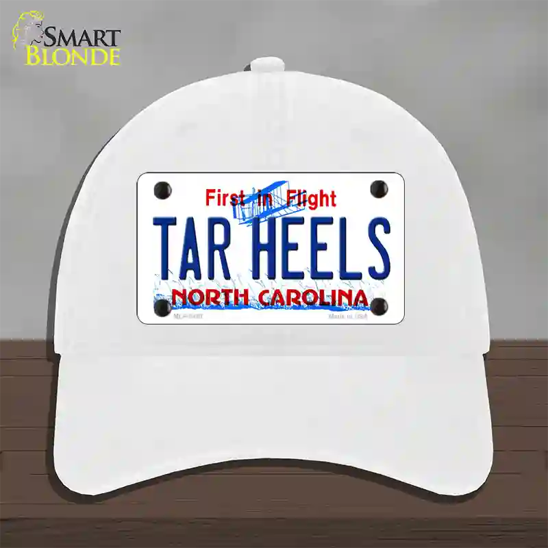 Tar Heels North Carolina Novelty License Plate Hat Unconstructed Cotton / White