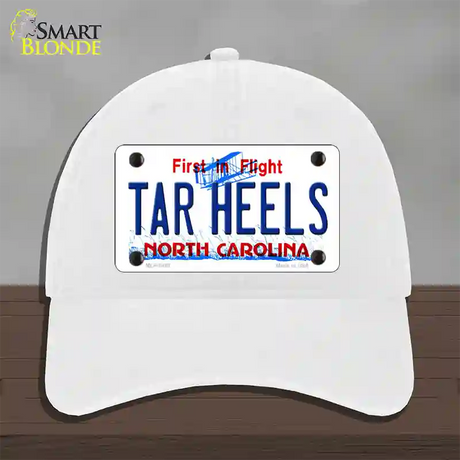 Tar Heels North Carolina Novelty License Plate Hat Unconstructed Cotton / White