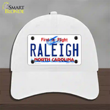 Raleigh North Carolina Novelty License Plate Hat Unconstructed Cotton / White