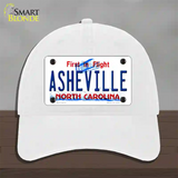 Asheville North Carolina Novelty License Plate Hat Unconstructed Cotton / White