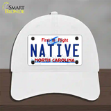 Native North Carolina Novelty License Plate Hat Unconstructed Cotton / White