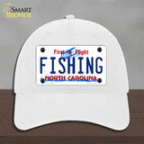 Fishing North Carolina Novelty License Plate Hat Unconstructed Cotton / White