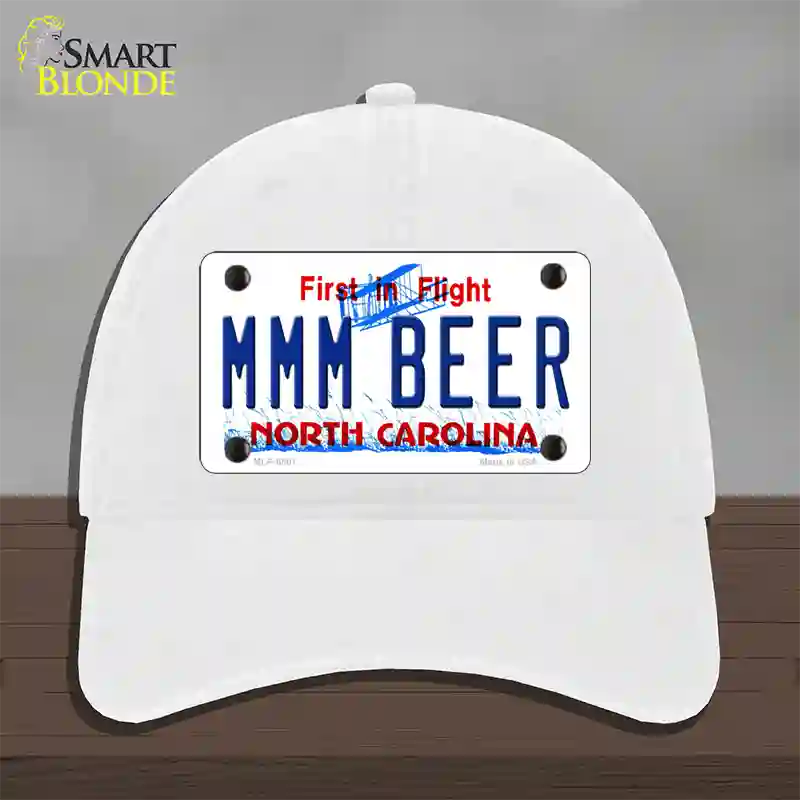 MMM Beer North Carolina Novelty License Plate Hat Unconstructed Cotton / White