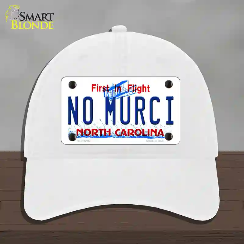 No Murci North Carolina Novelty License Plate Hat Unconstructed Cotton / White