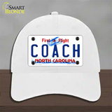 Coach North Carolina Novelty License Plate Hat Unconstructed Cotton / White