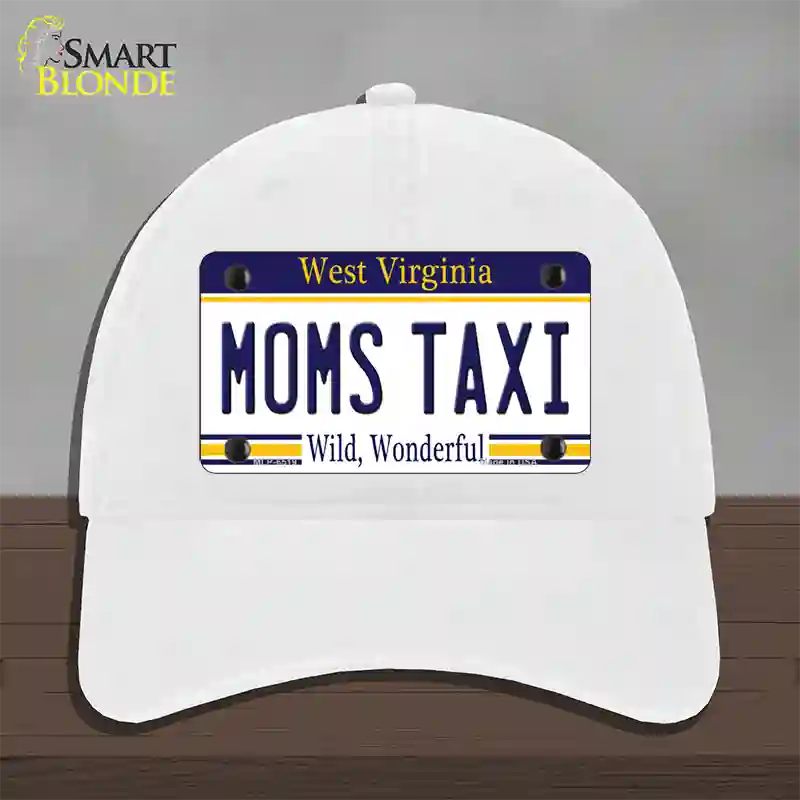 Moms Taxi West Virginia Novelty License Plate Hat Unconstructed Cotton / White