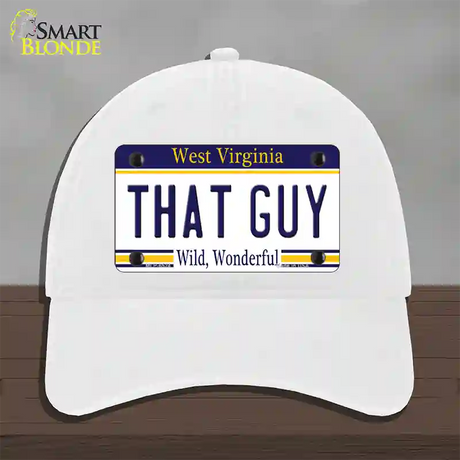 That Guy West Virginia Novelty License Plate Hat Unconstructed Cotton / White