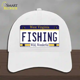 Fishing West Virginia Novelty License Plate Hat Unconstructed Cotton / White