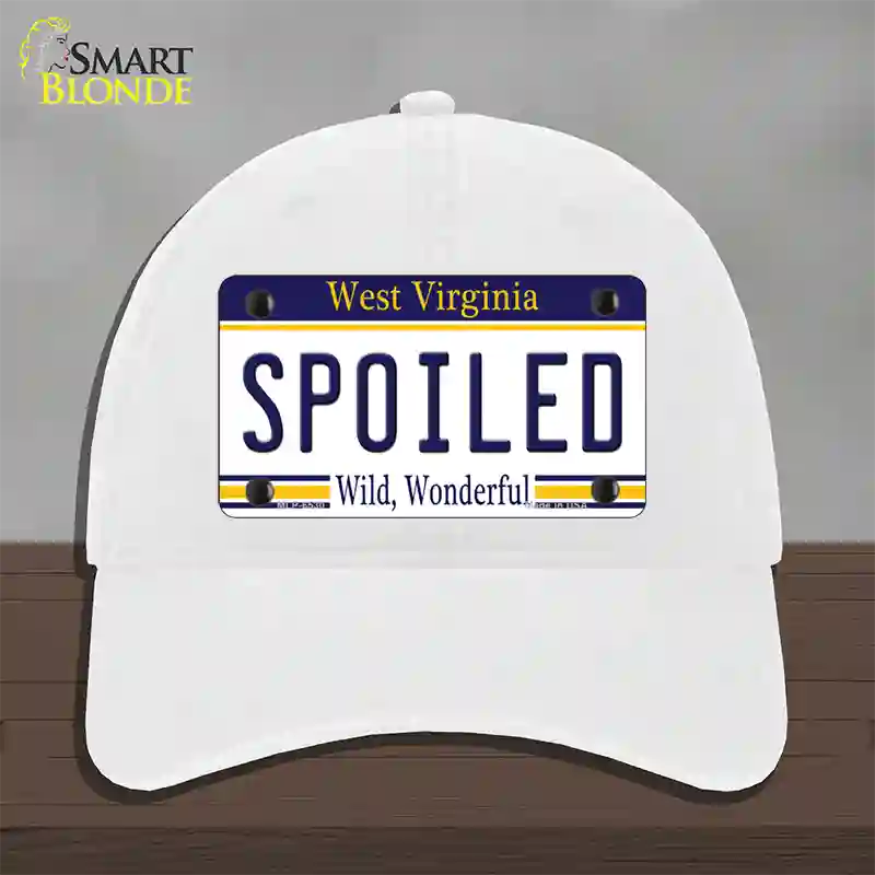 Spoiled West Virginia Novelty License Plate Hat Unconstructed Cotton / White