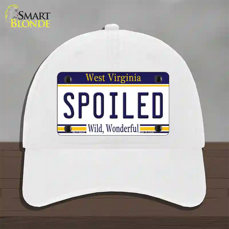 Spoiled West Virginia Novelty License Plate Hat Unconstructed Cotton / White