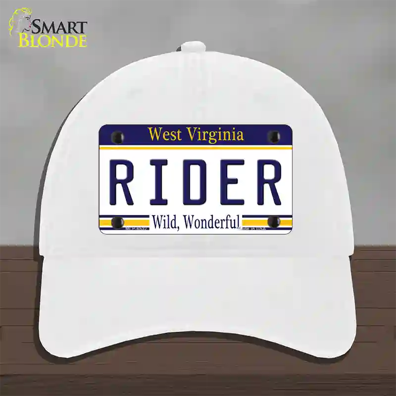 Rider West Virginia Novelty License Plate Hat Unconstructed Cotton / White