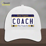 Coach West Virginia Novelty License Plate Hat Unconstructed Cotton / White