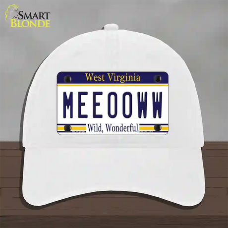 Meeooww West Virginia Novelty License Plate Hat Unconstructed Cotton / White