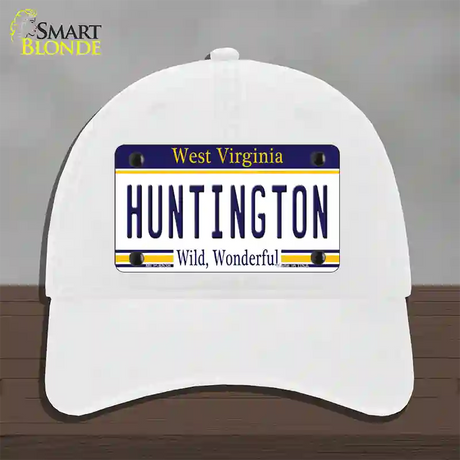 Huntington West Virginia Novelty License Plate Hat Unconstructed Cotton / White