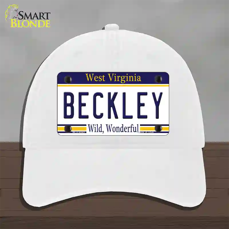 Beckley West Virginia Novelty License Plate Hat Unconstructed Cotton / White