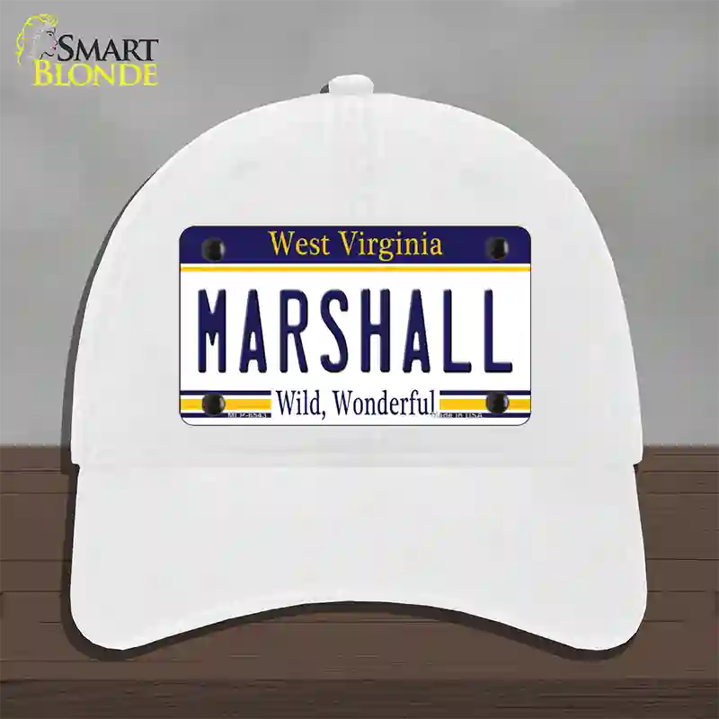 Marshall West Virginia Novelty License Plate Hat Unconstructed Cotton / White