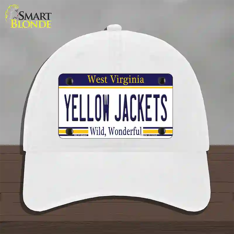 Yellow Jackets West Virginia Novelty License Plate Hat Unconstructed Cotton / White