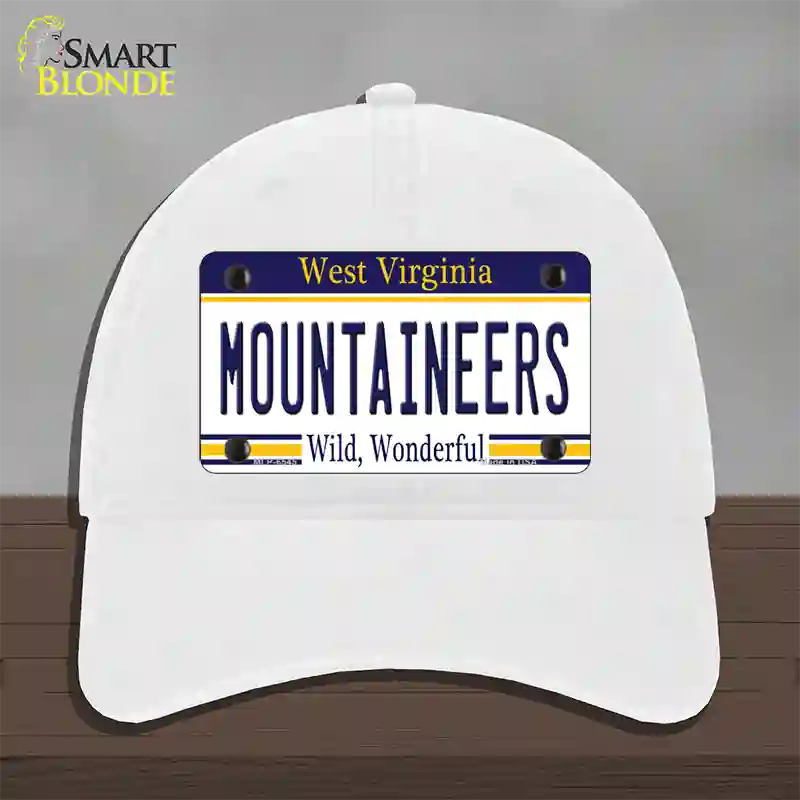 Mountaineers West Virginia Novelty License Plate Hat Unconstructed Cotton / White