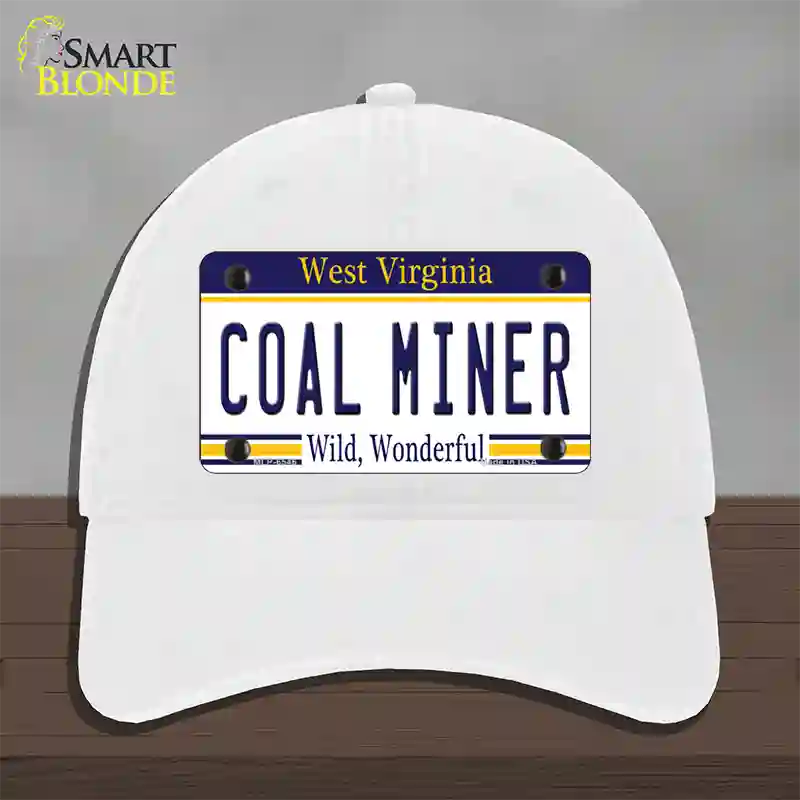 Coal Miner West Virginia Novelty License Plate Hat Unconstructed Cotton / White