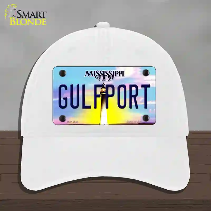 Gulfport Mississippi Novelty License Plate Hat Unconstructed Cotton / White