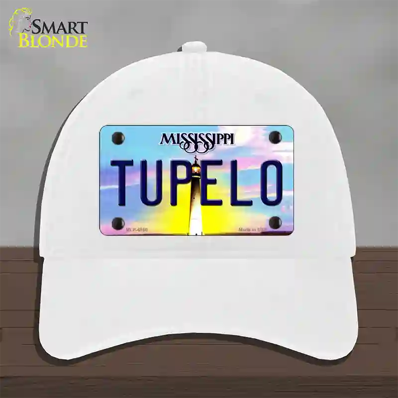 Tupelo Mississippi Novelty License Plate Hat Unconstructed Cotton / White