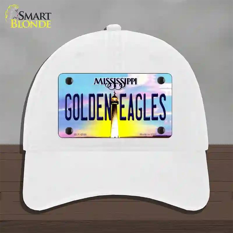 Golden Eagles Mississippi Novelty License Plate Hat Unconstructed Cotton / White