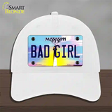 Bad Girl Mississippi Novelty License Plate Hat Unconstructed Cotton / White