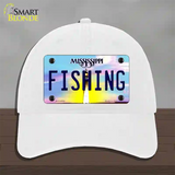 Fishing Mississippi Novelty License Plate Hat Unconstructed Cotton / White