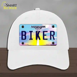 Biker Mississippi Novelty License Plate Hat Unconstructed Cotton / White