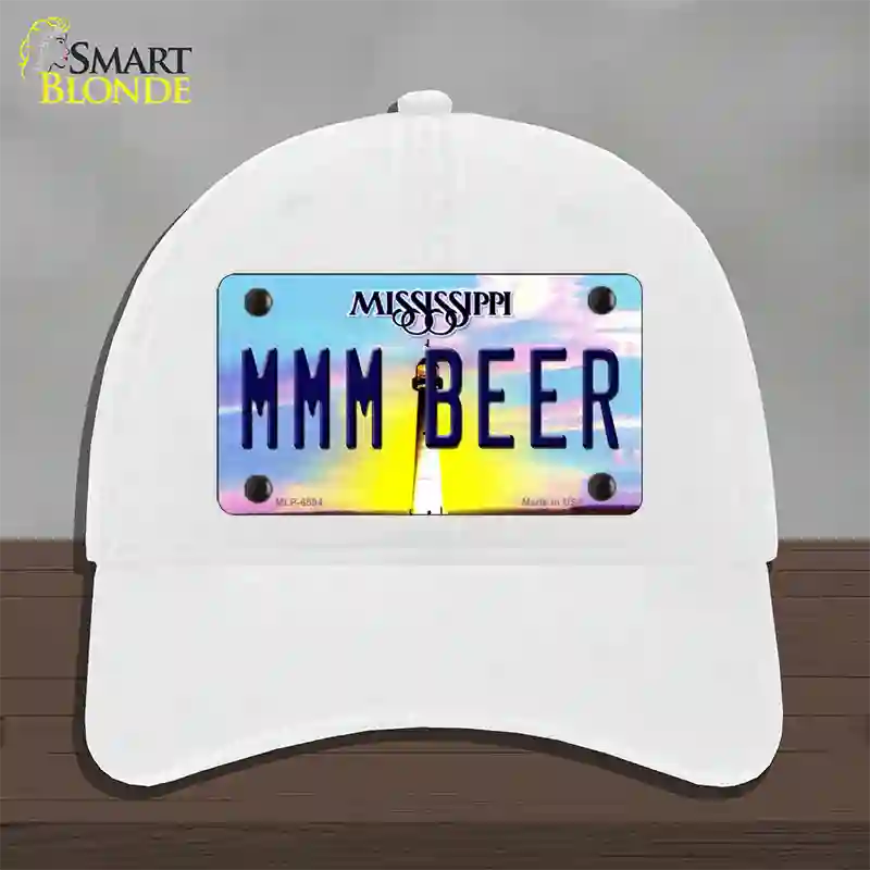 MMM Beer Mississippi Novelty License Plate Hat Unconstructed Cotton / White