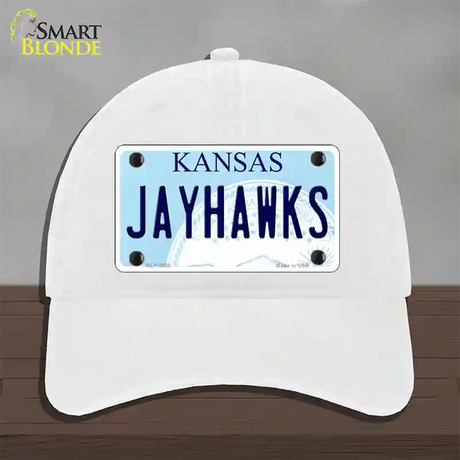 Jayhawks Kansas Novelty License Plate Hat Unconstructed Cotton / White