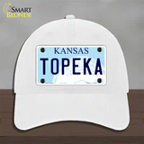 Topeka Kansas Novelty License Plate Hat Unconstructed Cotton / White