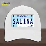 Salina Kansas Novelty License Plate Hat Unconstructed Cotton / White