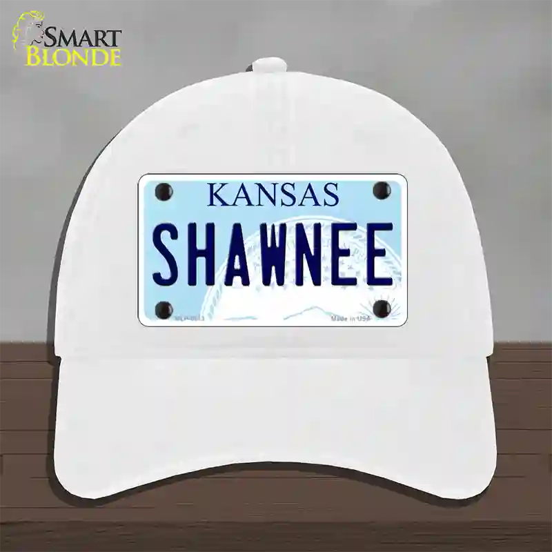 Shawnee Kansas Novelty License Plate Hat Unconstructed Cotton / White