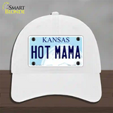 Hot Mama Kansas Novelty License Plate Hat Unconstructed Cotton / White