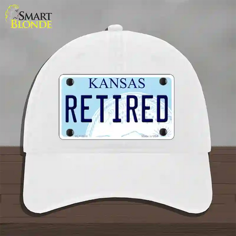 Retired Kansas Novelty License Plate Hat Unconstructed Cotton / White