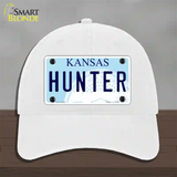 Hunter Kansas Novelty License Plate Hat Unconstructed Cotton / White