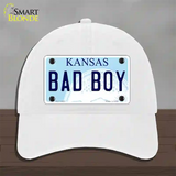 Bad Boy Kansas Novelty License Plate Hat Unconstructed Cotton / White