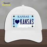 I Love Kansas Novelty License Plate Hat Unconstructed Cotton / White