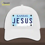 Jesus Kansas Novelty License Plate Hat Unconstructed Cotton / White